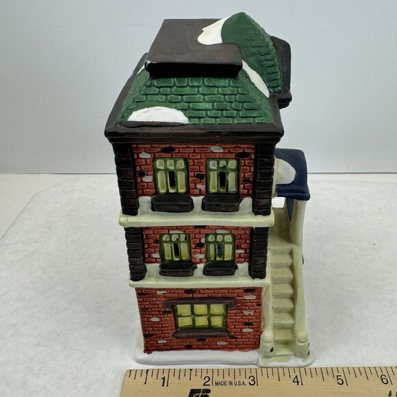 Vintage Holiday Expressions Illuminated Ceramic Schoolhouse Dual Stairs 7.5" - Picture 11 of 14
